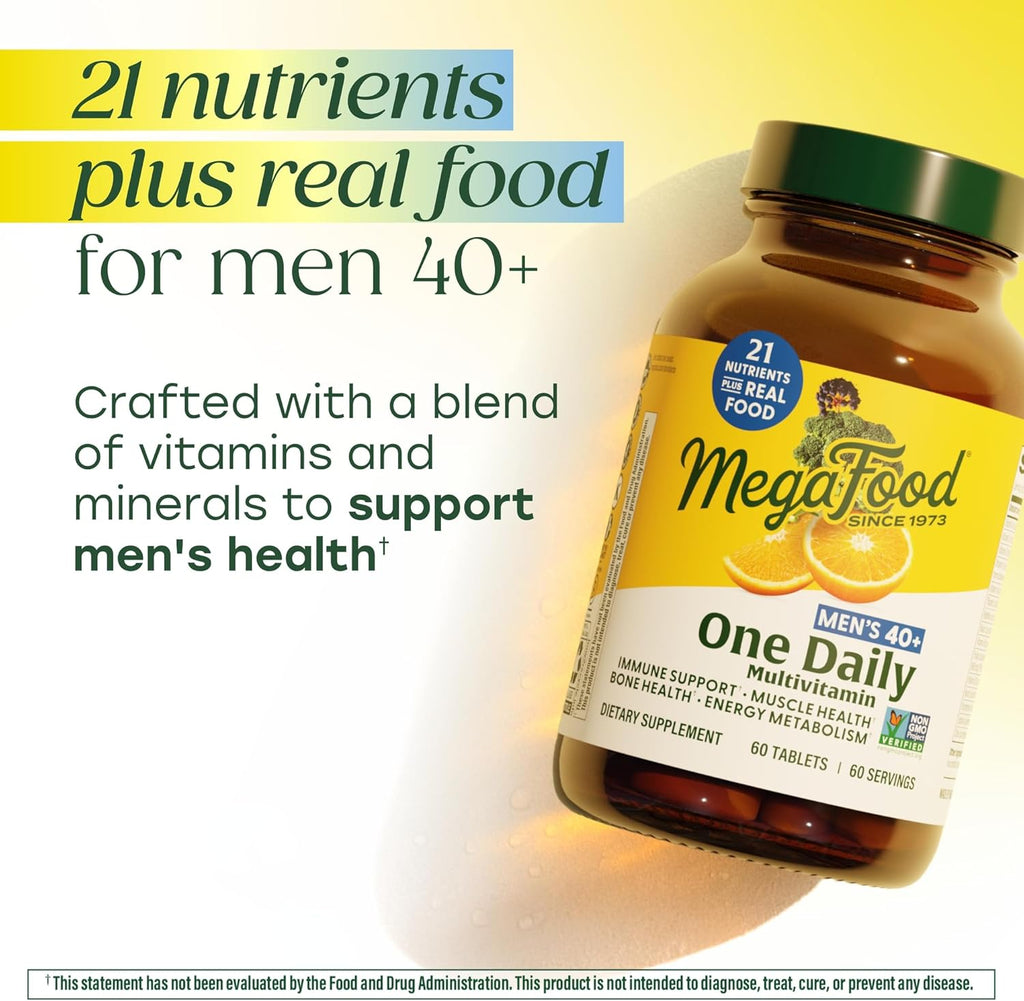 MegaFood Multivitamin for Men 40+ - Multivitamínico Diario para Hombres, 30 Comprimidos