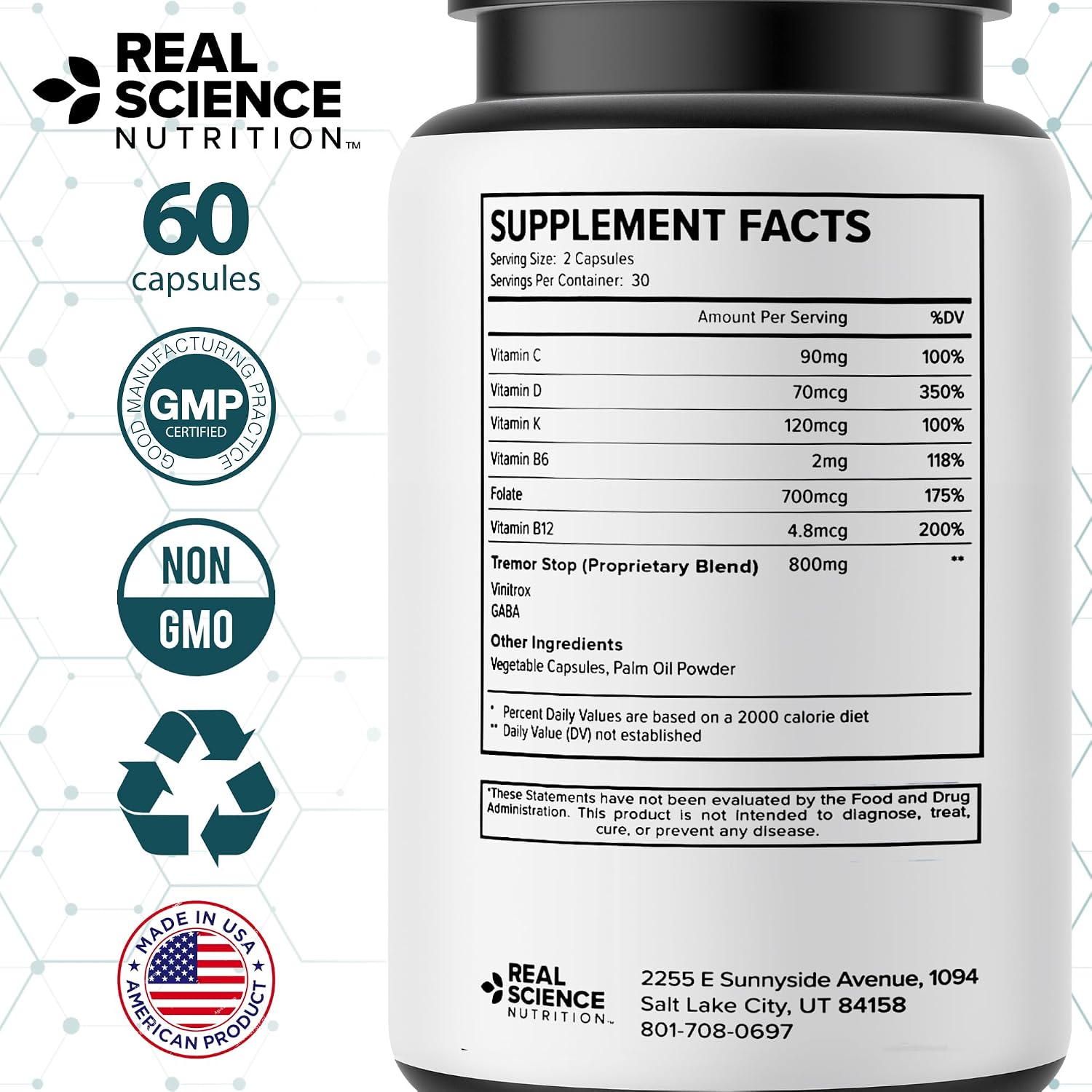 Real Science Ataxinol – Muscle Relaxer & Nerve Support Supplement con Vinitrox y GABA (60 Cápsulas)