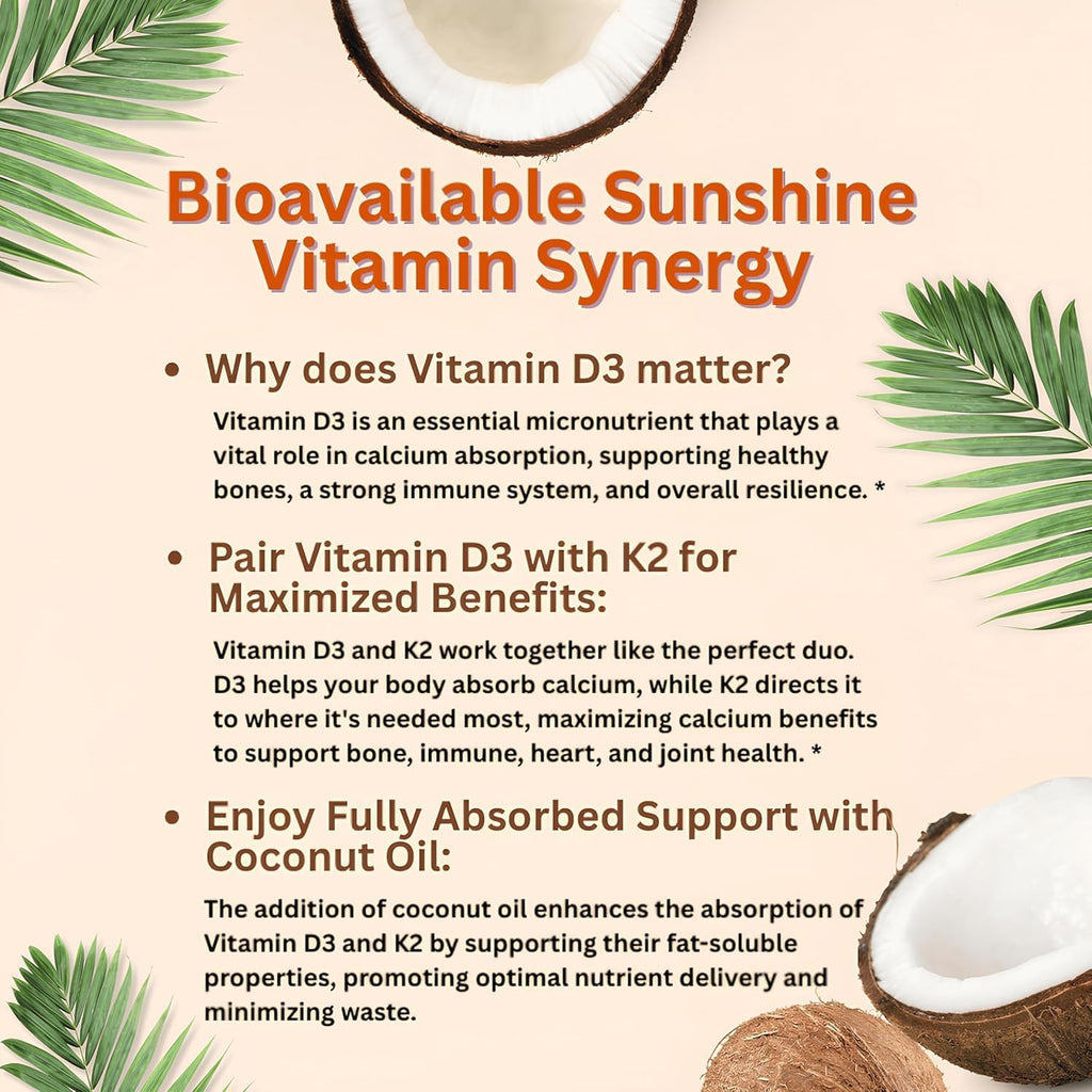 Micro Ingredients Vitamina D3 10000 UI + K2 MK-7 200 mcg, 300 Cápsulas Blandas