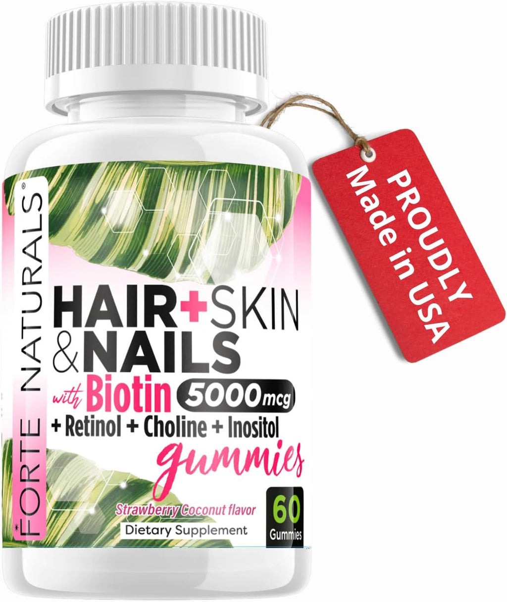 FORTE NATURALS Gominolas de Biotina 5000mcg para Cabello, Piel y Uñas - 60 unidades