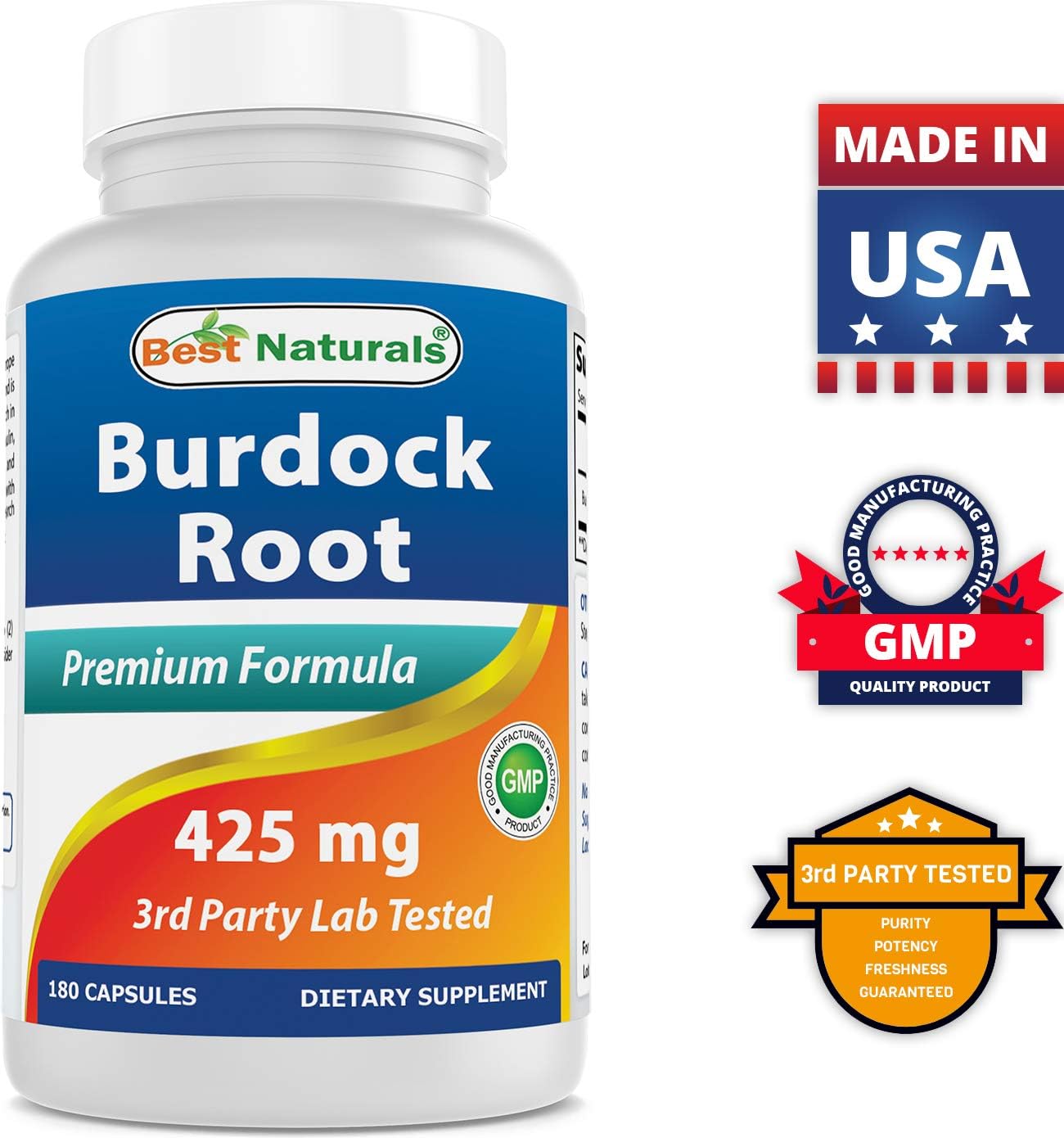 Best Naturals Raíz de Bardana 425 mg - 180 Cápsulas (Pack de 2)