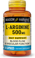 MASON NATURAL L-Arginina 500 mg con Calcio, 60 Cápsulas