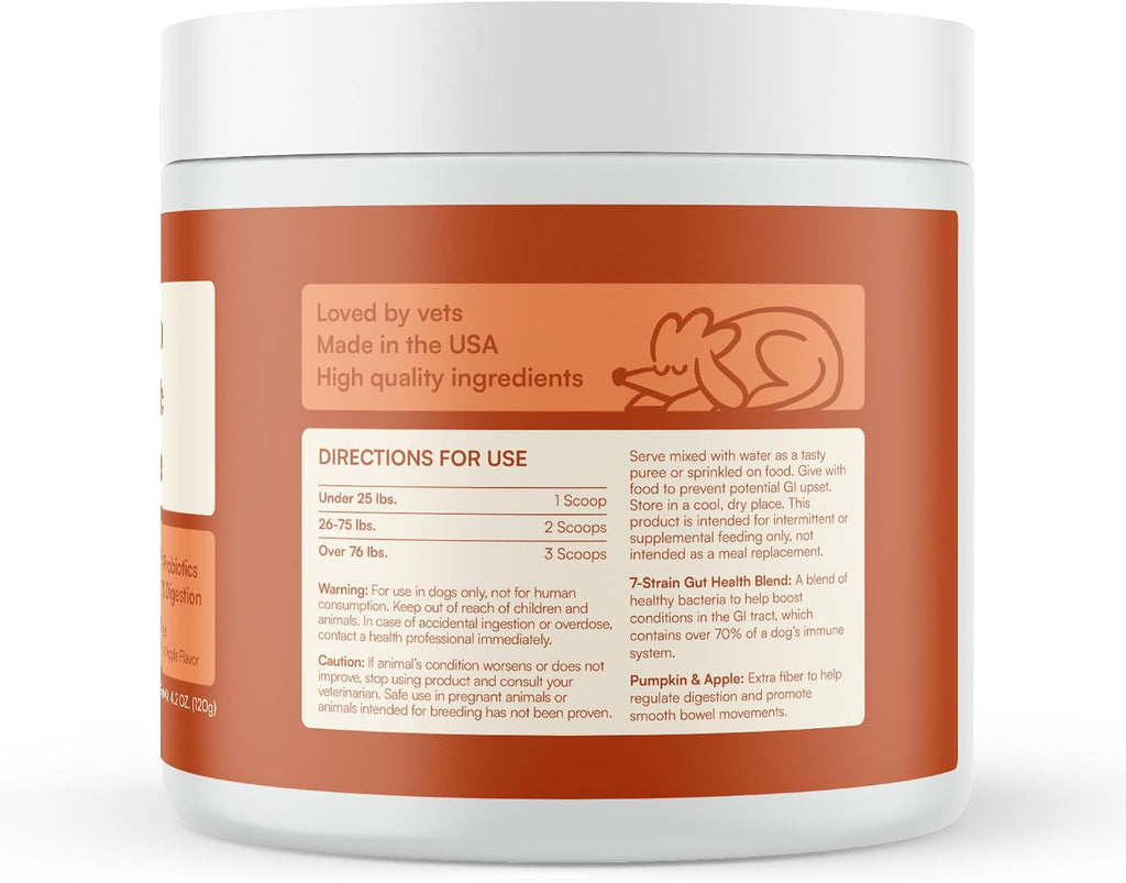 Reggie Pumpkin Probiotic Powder for Dogs | Probiótico en Polvo con Calabaza para Perros | 7 Cepas para la Salud Digestiva | 40 Dosis