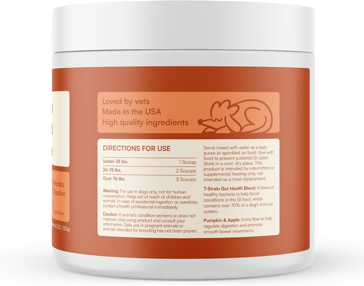 Reggie Pumpkin Probiotic Powder for Dogs | Probiótico en Polvo con Calabaza para Perros | 7 Cepas para la Salud Digestiva | 40 Dosis