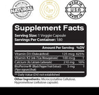 Kaya Naturals Vitaminas K2 con D3 5000IU Suplemento para Hombres y Mujeres - Cápsulas Fáciles de Tragar con Bioperina (180 Cápsulas)