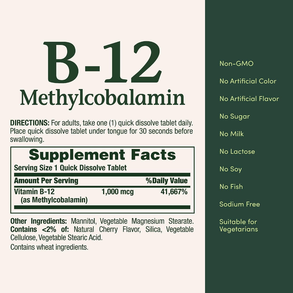 Nature's Bounty Vitamina B12, 60 comprimidos
