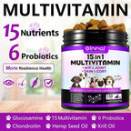 FUKEVY 15 en 1 Multivitamínico para Perros - 150 Comprimidos Masticables con Glucosamina, Condroitina y Probióticos