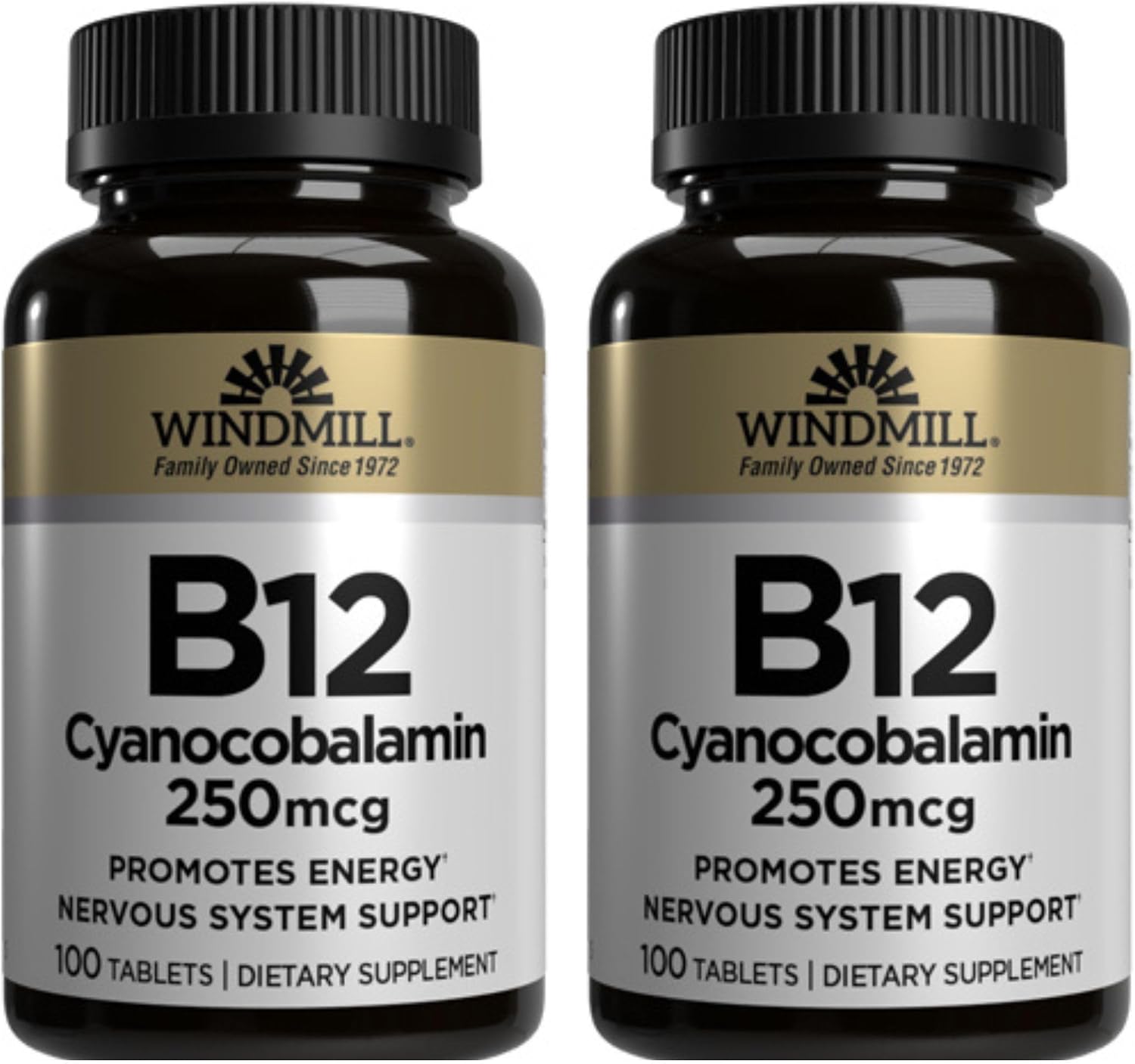 Windmill Vitamina B12 250 mcg Comprimidos – Pack de 2 (200 comprimidos)