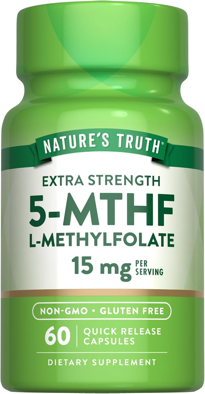 Nature's Truth L Methylfolate 15mg | 60 Cápsulas | Complemento Alimenticio Sin Gluten y No-GMO | Fórmula Extra Fuerte