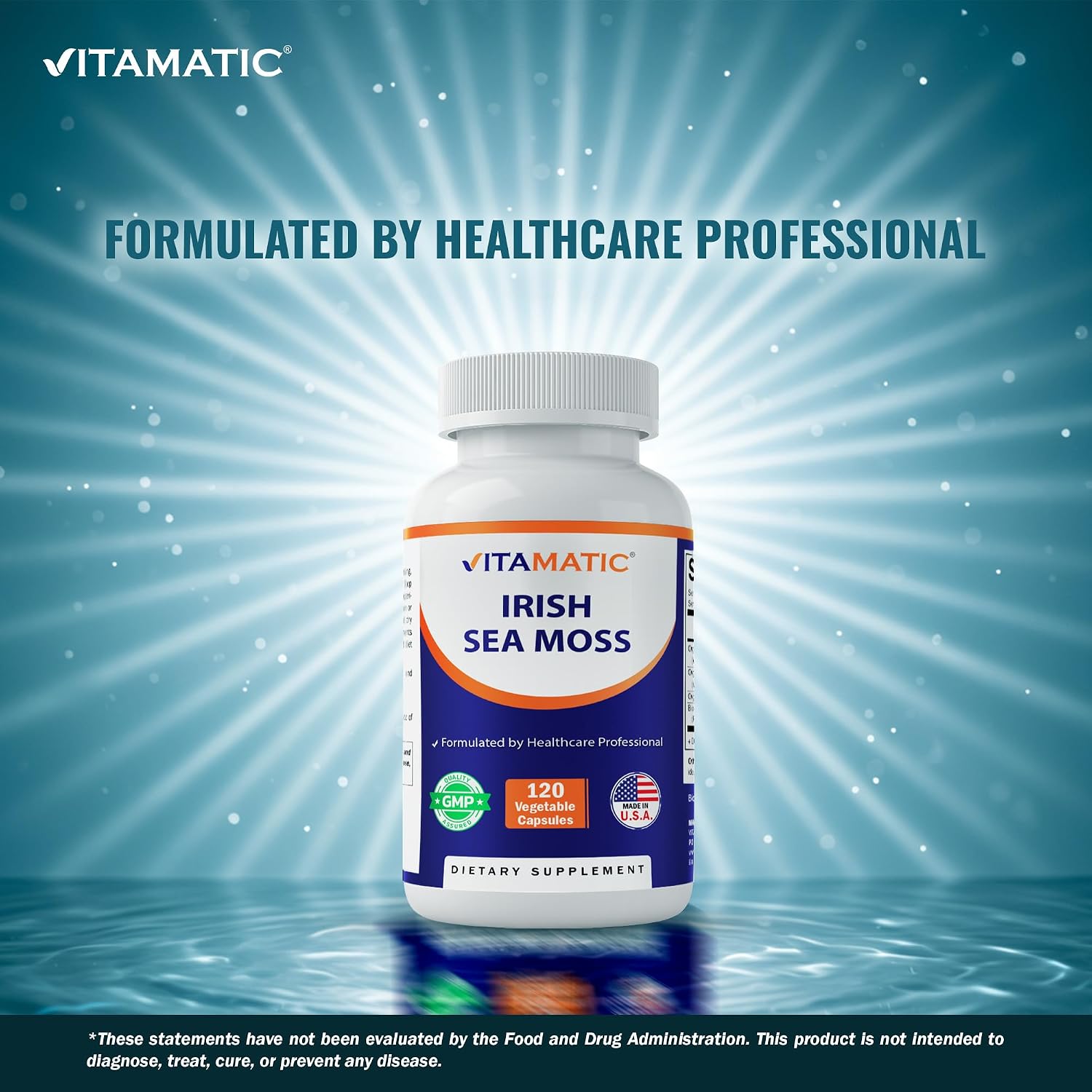 Vitamatic Irish Sea Moss – 120 Cápsulas Vegetarianas con Bladderwrack y Burdock Root