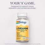 SOLARAY L-Theanine 200mg with Green Tea – Mood, Relaxation & Occasional Stress Support – 45 Vegan Capsules