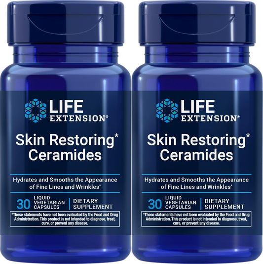 Life Extension Ceramidas Restauradoras de la Piel, 30 Cápsulas Vegetarianas Líquidas (Paquete de 2)