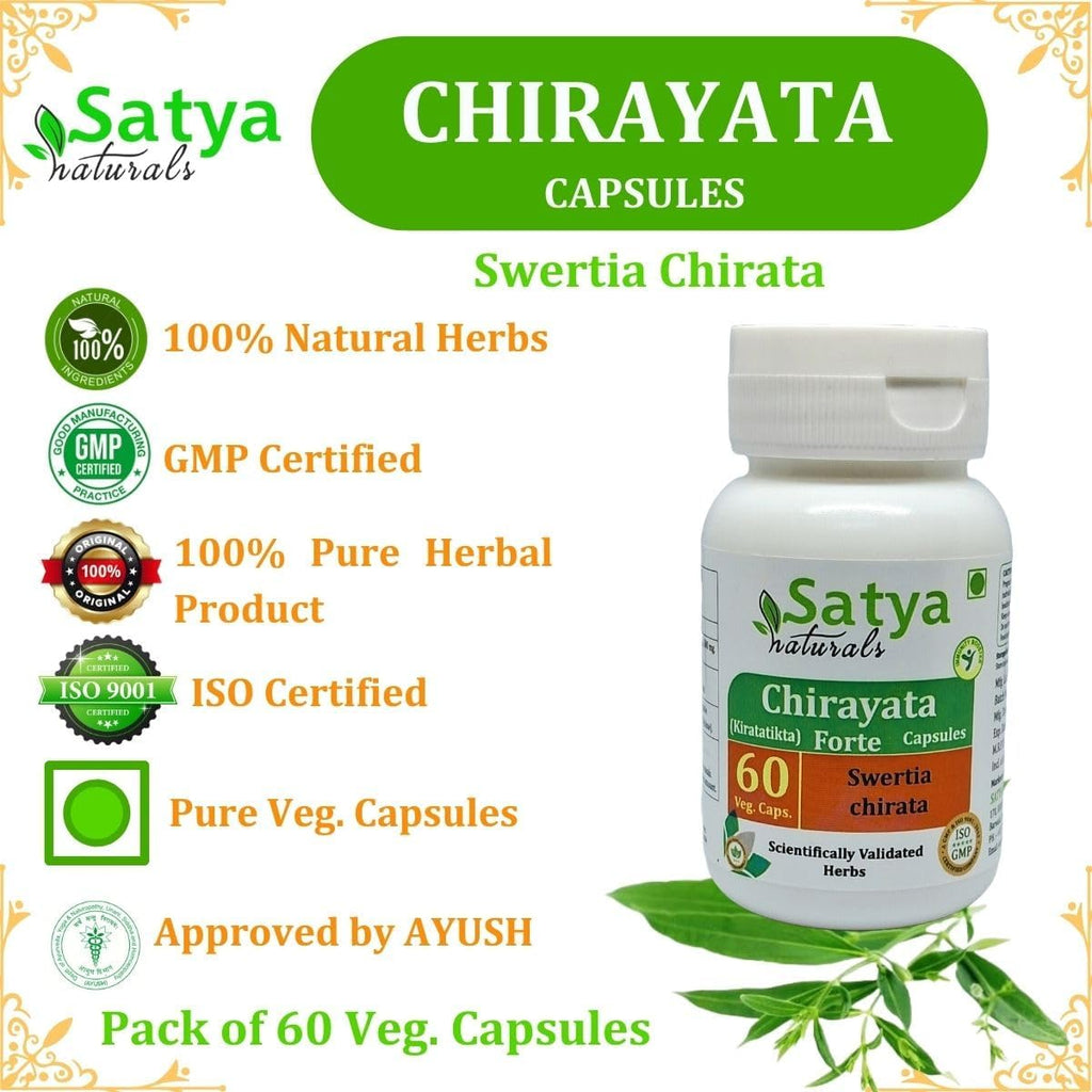 Chirayata Forte - Extracto de Swertia Chirata (Kiratatikta) 500 mg - 60 Cápsulas Vegetarianas