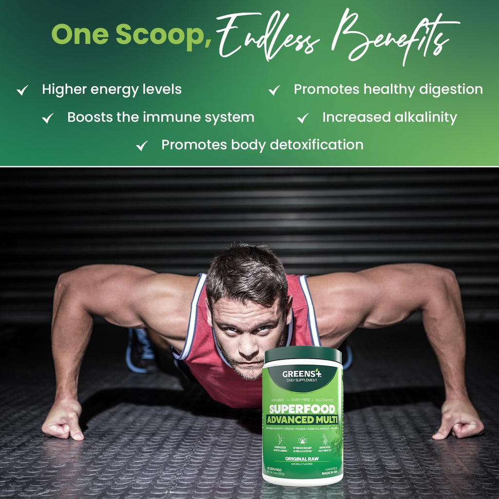 Greens+ Advanced Multi Raw Superfood - Green Superfood Powder Blend - Vegan, Gluten-Free, Non-GMO - 267g