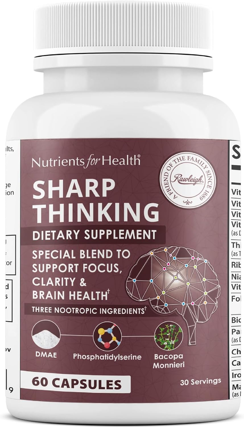 Rawleigh Sharp Thinking - 60 Cápsulas, Suplemento para el Cerebro con Nootrópicos, DMAE, Fosfatidilserina y Vitaminas