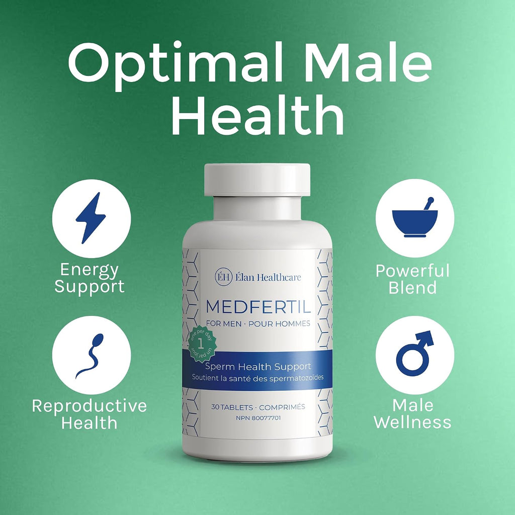 Medfertil for Men - Complemento alimenticio para hombres con carnitina, Co-Q10, selenio, zinc y vitaminas (30 comprimidos)