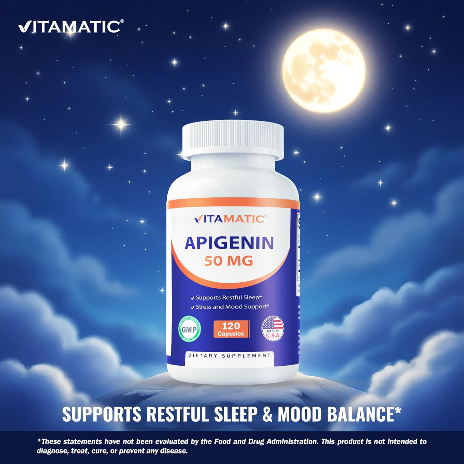 Vitamatic Apigenina 50 mg – 120 Cápsulas Vegetarianas