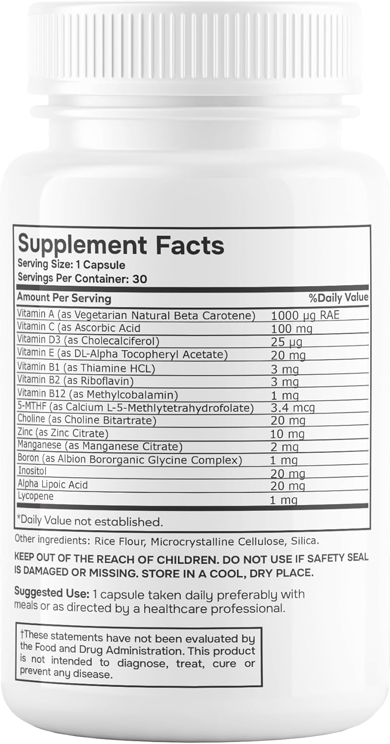 envitamin Complejo Multivitamínico Metilado con L-Metilfolato, B12 Metilada, 5-MTHF, Inositol y Licopeno