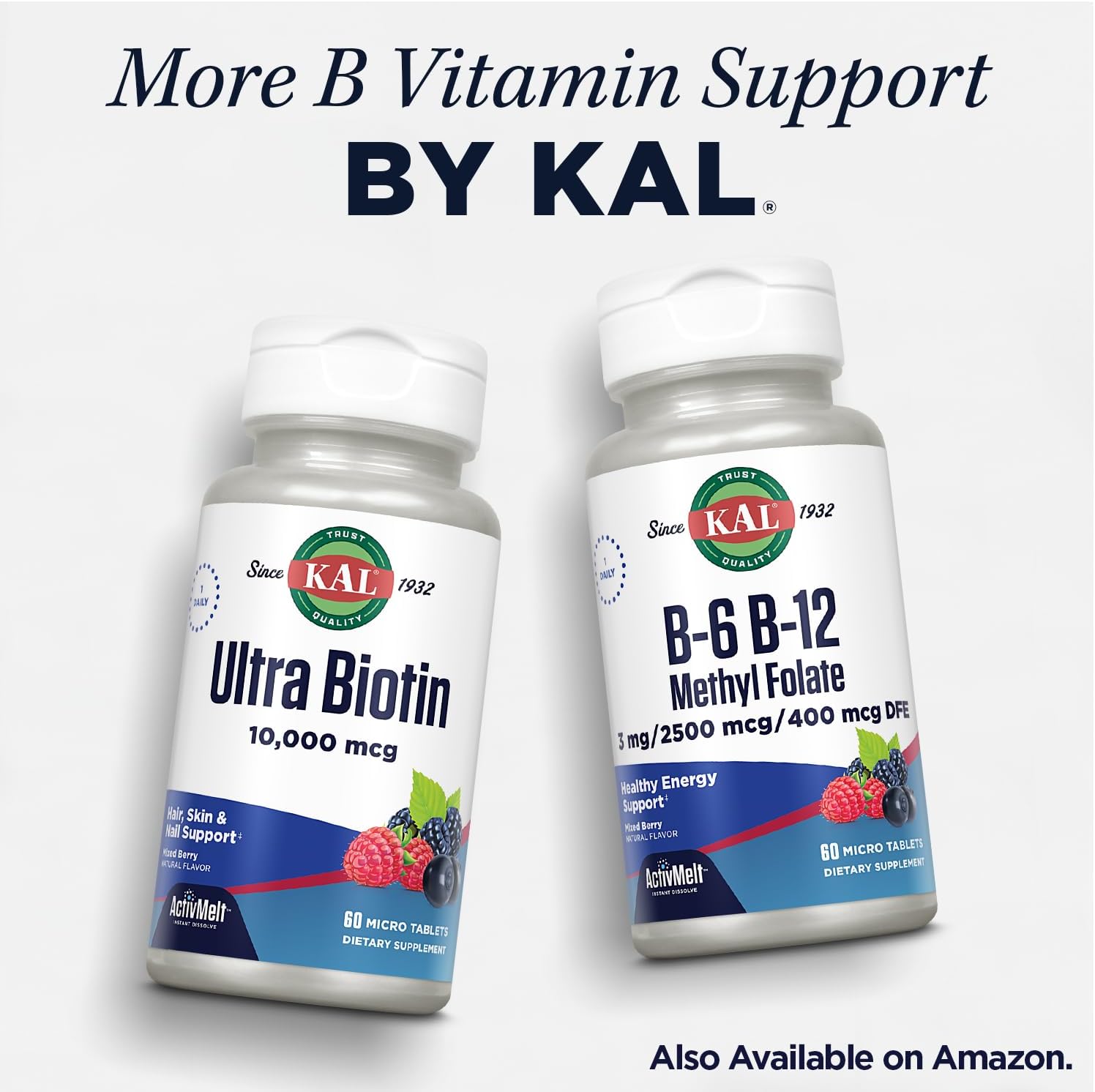 KAL CoEnzyme B Complex, Complejo B Masticable - 60 Comprimidos