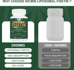 Suplemento de Fisetina Liposomal, 2000 mg, 98% Puro, con Quercetina, TMG y Resveratrol, 120 Cápsulas