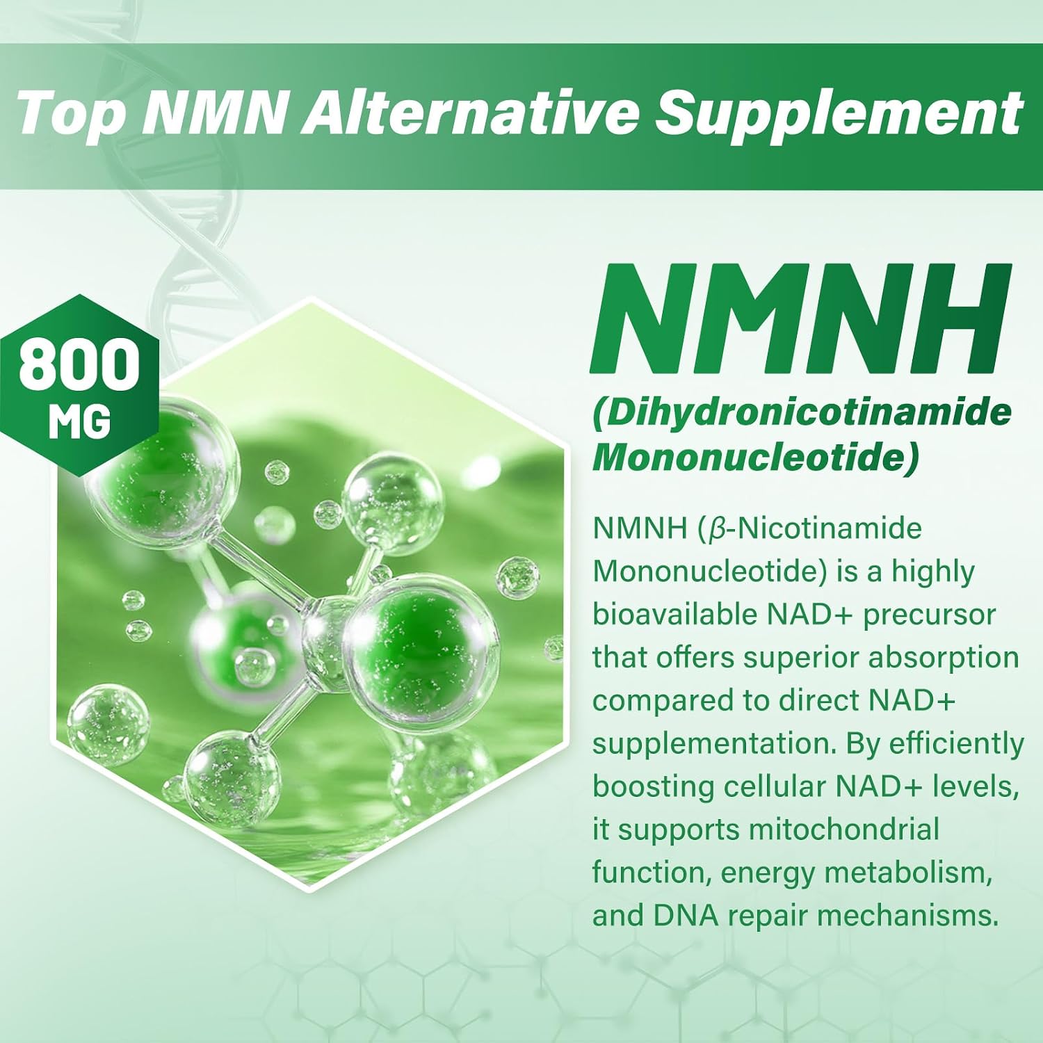 Suplemento NMNH Puro 120 Cápsulas - 800mg de NMNH de Alta Pureza