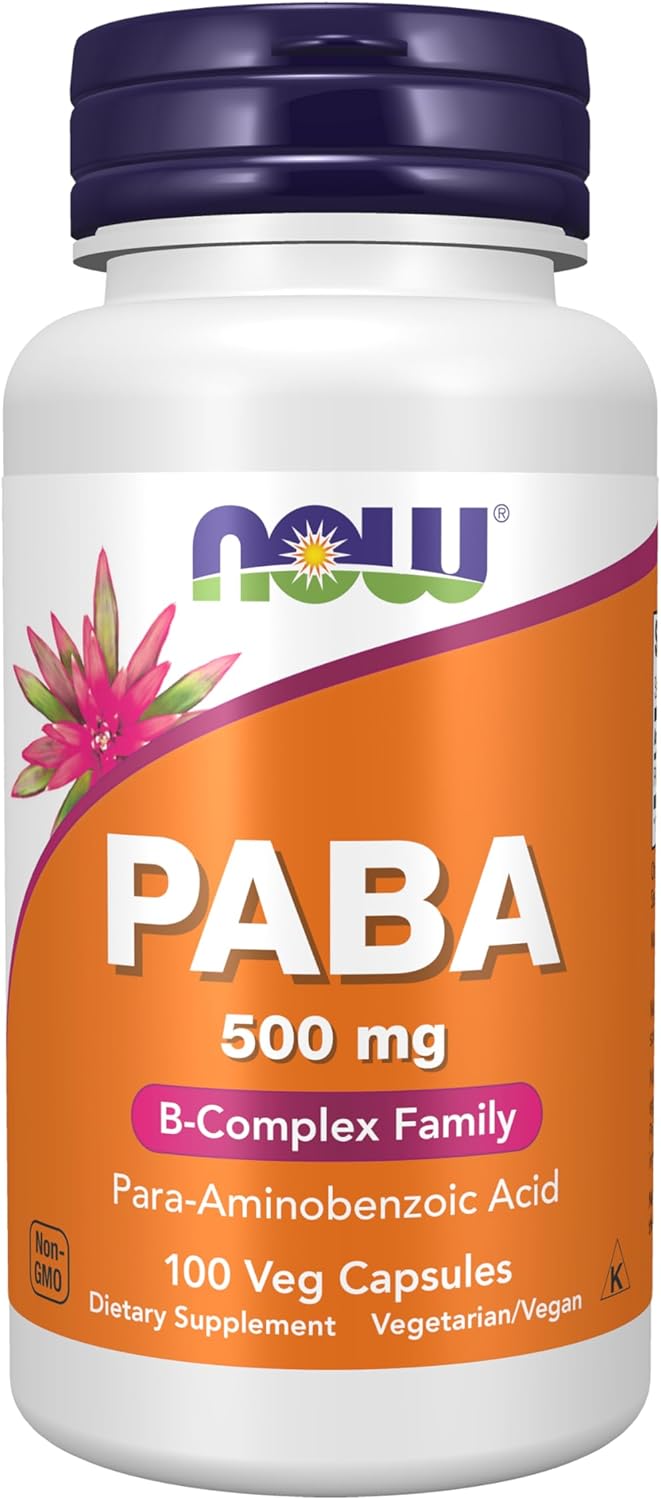 NOW Foods PABA (Ácido Paraaminobenzoico) 500 mg, 100 Cápsulas