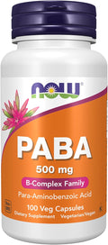 NOW Foods PABA (Ácido Paraaminobenzoico) 500 mg, 100 Cápsulas