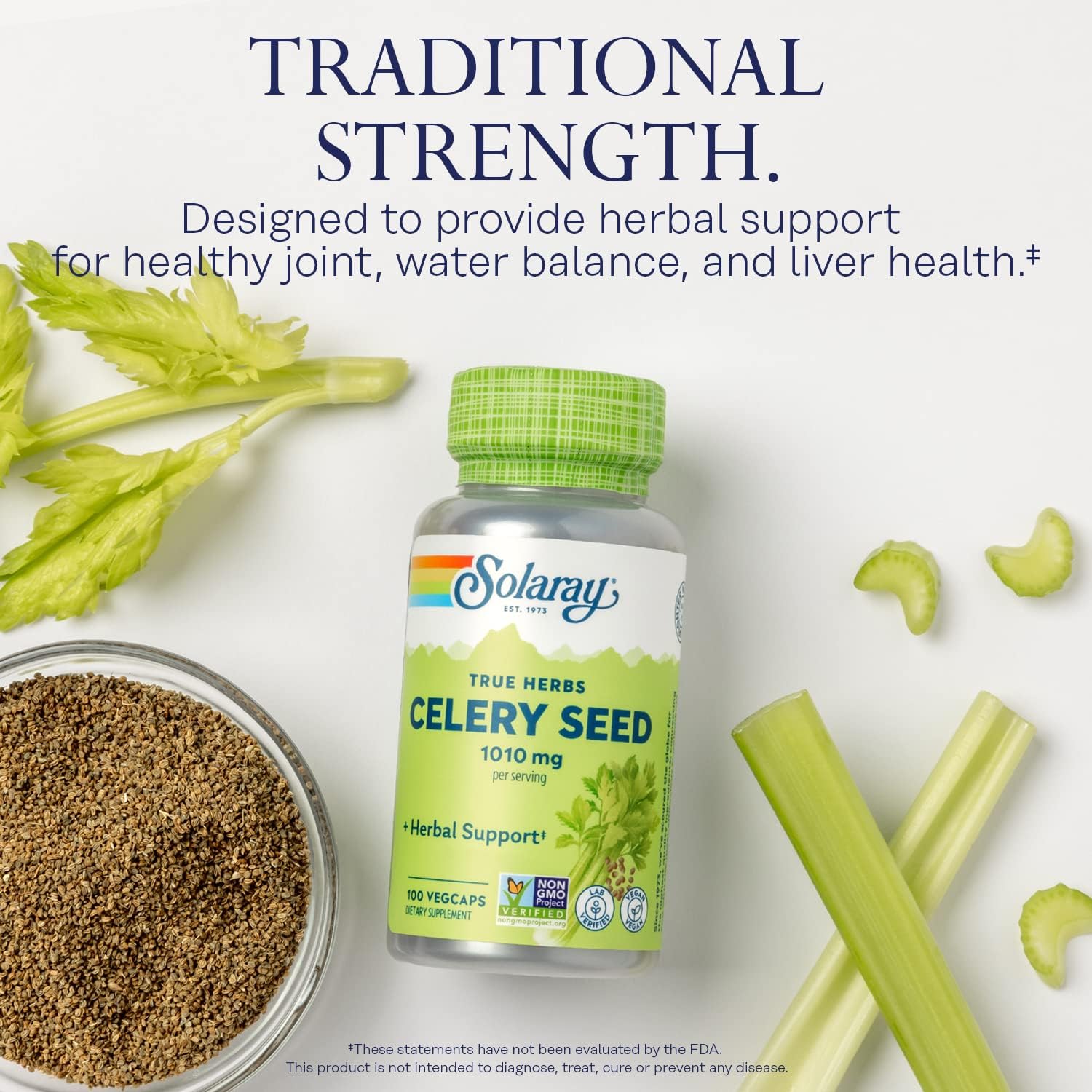 Solaray Semilla de Apio, 505mg, 100 Cápsulas Vegetales