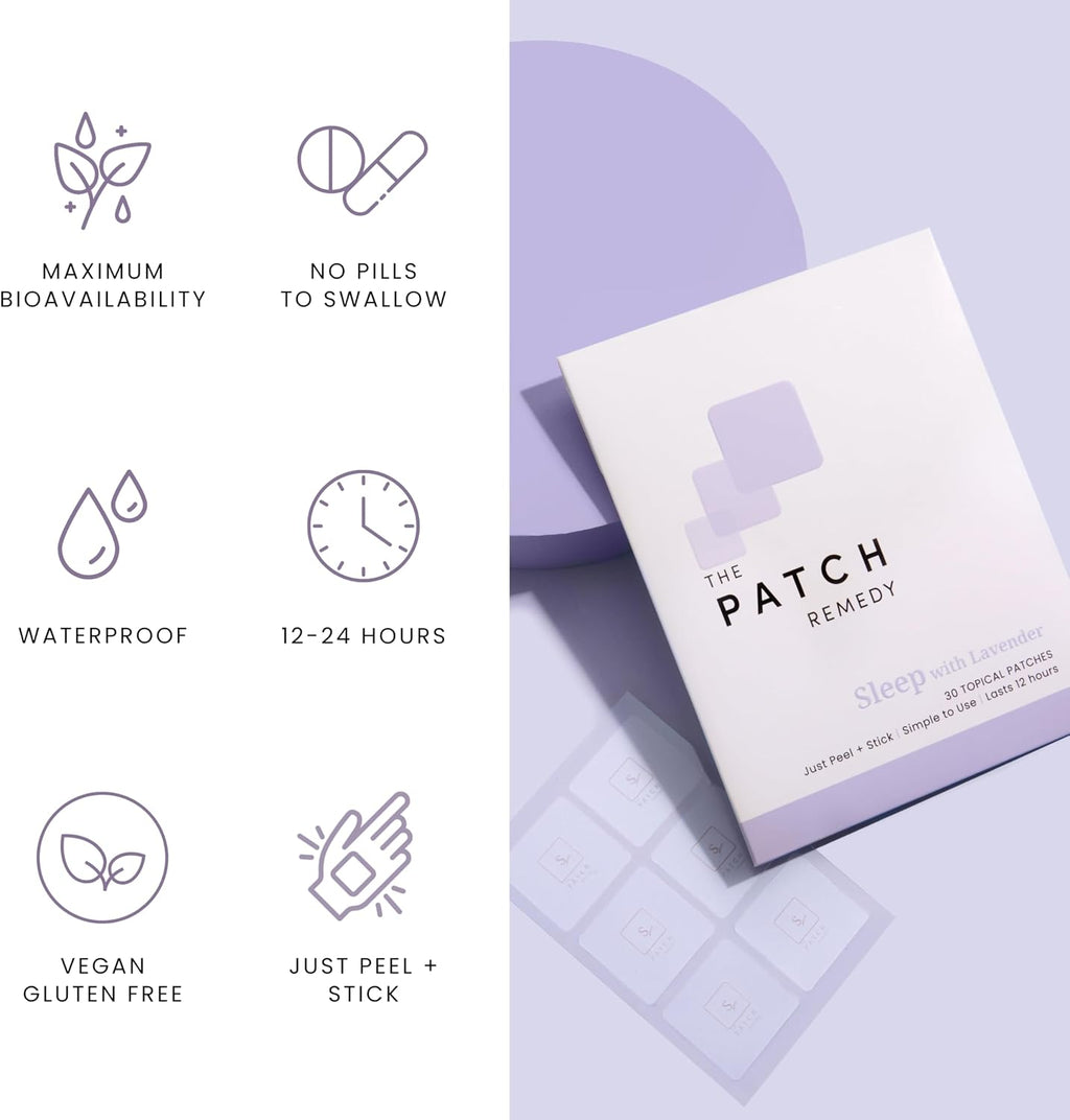 The Patch Remedy Sleep con Lavanda | Valeriana, Pasiflora, Lúpulo, Glicinato de Magnesio | 30 Parches
