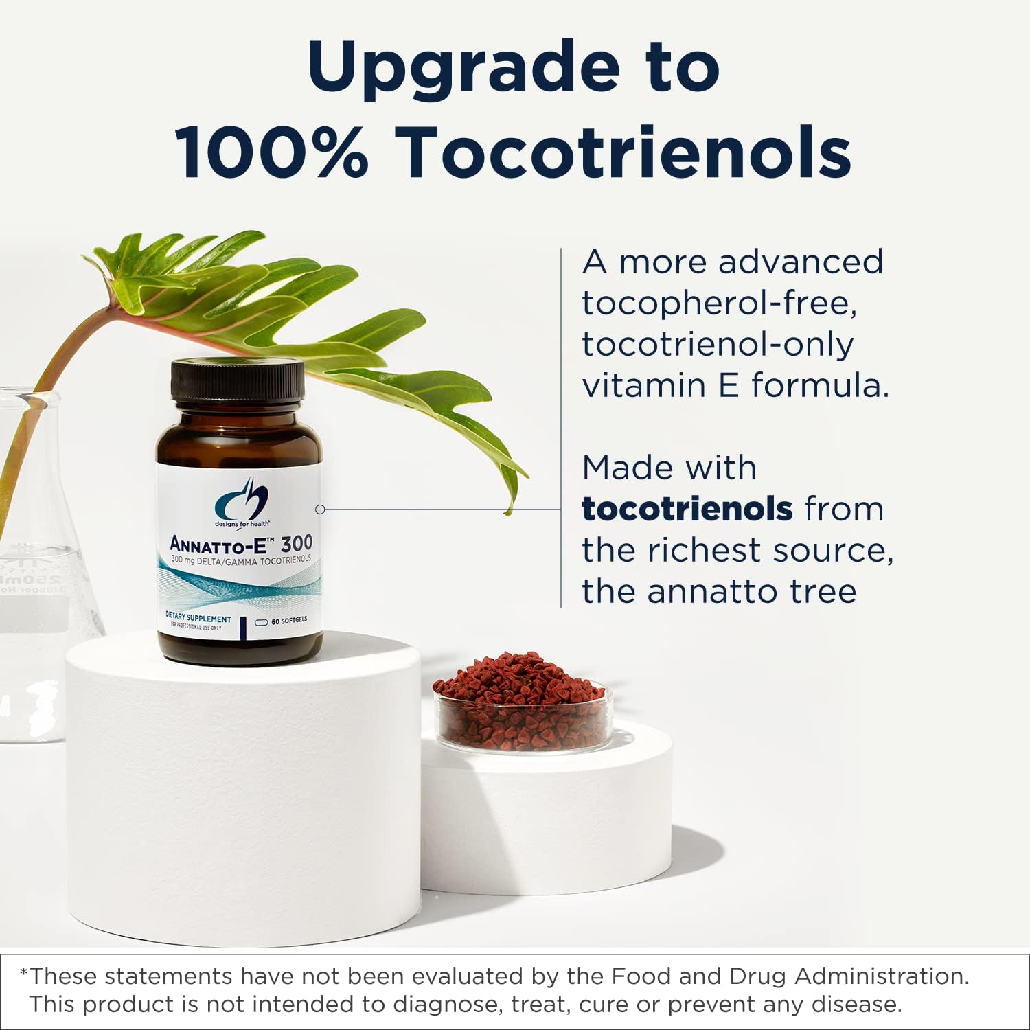 Designs for Health Annatto-E 150mg Tocotrienoles - Complejo de Vitamina E DeltaGold con Delta + Gamma Tocotrienoles - Apoyo Cardiovascular, Envejecimiento Saludable y Antioxidante - No GMO (30 Cápsulas Blandas)