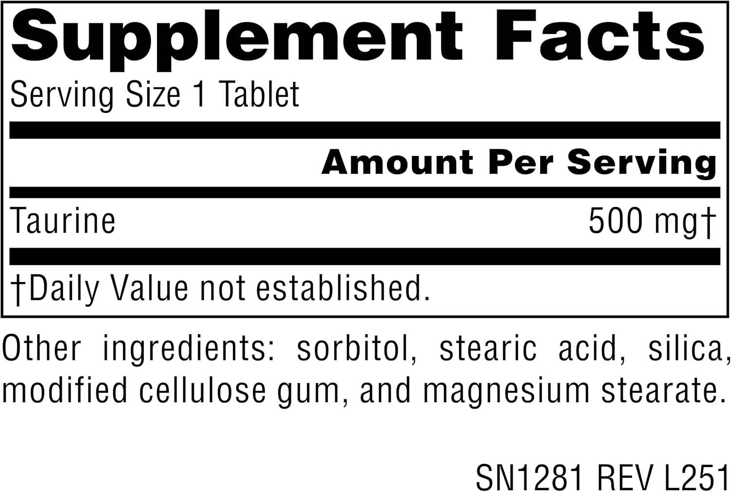 Source Naturals Taurina 500 mg - 120 Comprimidos