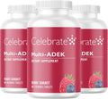 Celebrate Vitamins Multi ADEK Masticable - Multivitamínico Bariátrico Sin Hierro - Sabor a Bayas (180 comprimidos)