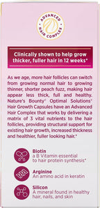 Nature's Bounty Optimal Solutions Crecimiento Capilar con Biotina, Silicio y Arginina, 30 Cápsulas