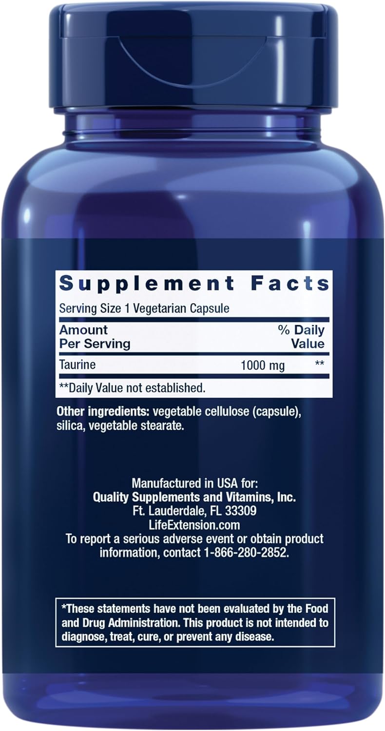 Life Extension Taurina, 1000 mg, 180 Cápsulas Vegetales