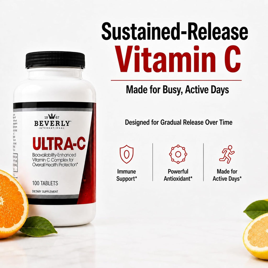 Beverly International Ultra-C, 100 comprimidos de vitamina C de liberación prolongada, 2000 mg