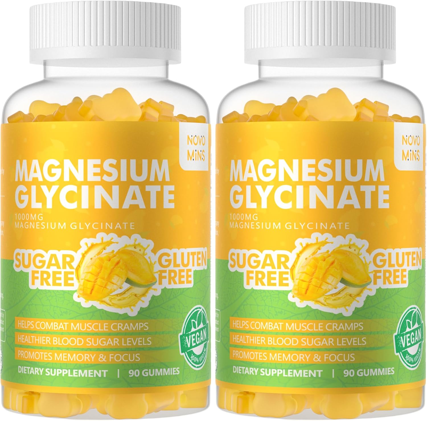 Gominolas de Magnesio Glicinato 1000mg - Sin Azúcar, con Vitamina D, B6 y CoQ10 - 90 Gominolas Sabor Frambuesa
