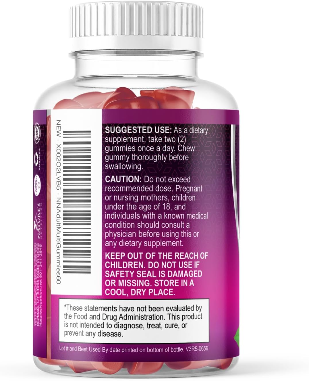 Gominolas Multivitamínicas para Adultos con Vitaminas A, C, D, B12 y Zinc - 60 Gominolas