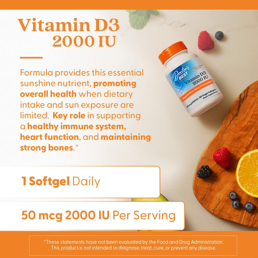 Doctor's Best Vitamina D3 2000 UI - 180 Cápsulas Blandas