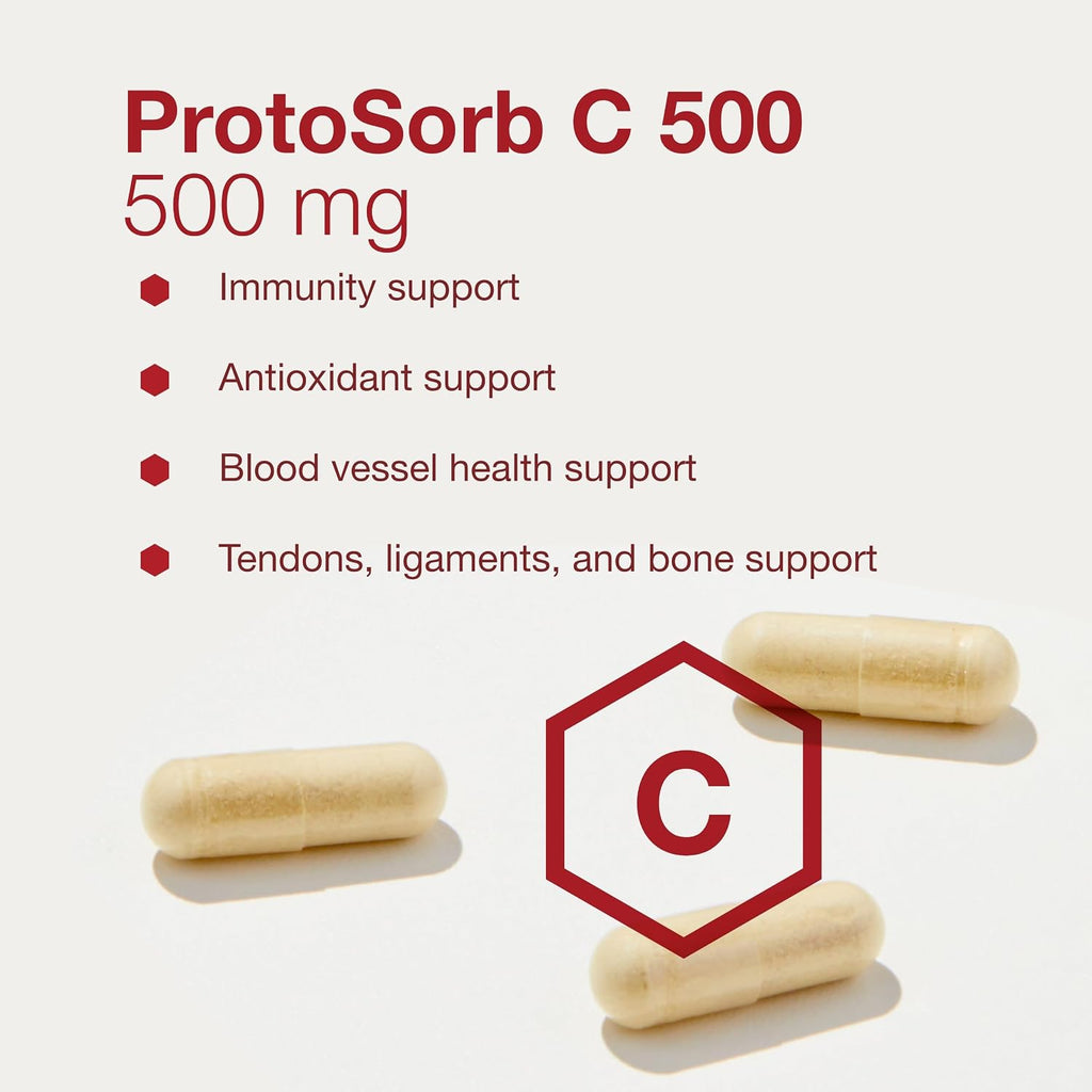 PROTOCOL FOR LIFE BALANCE Protosorb C 500 - Vitamina C altamente absorbible - con Ácido Alfa-Lipoico - 100 Cápsulas Vegetales