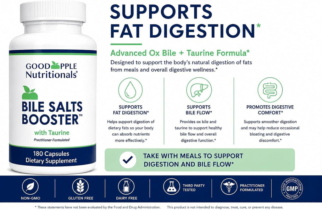 GoodApple Bile Salts Booster – Sales Biliares con Ox Bile y Taurina – 180 Cápsulas