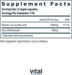 Vital Nutrients Vitamin C with Bioflavonoids - 1000 mg - 220 Capsules - Vegan