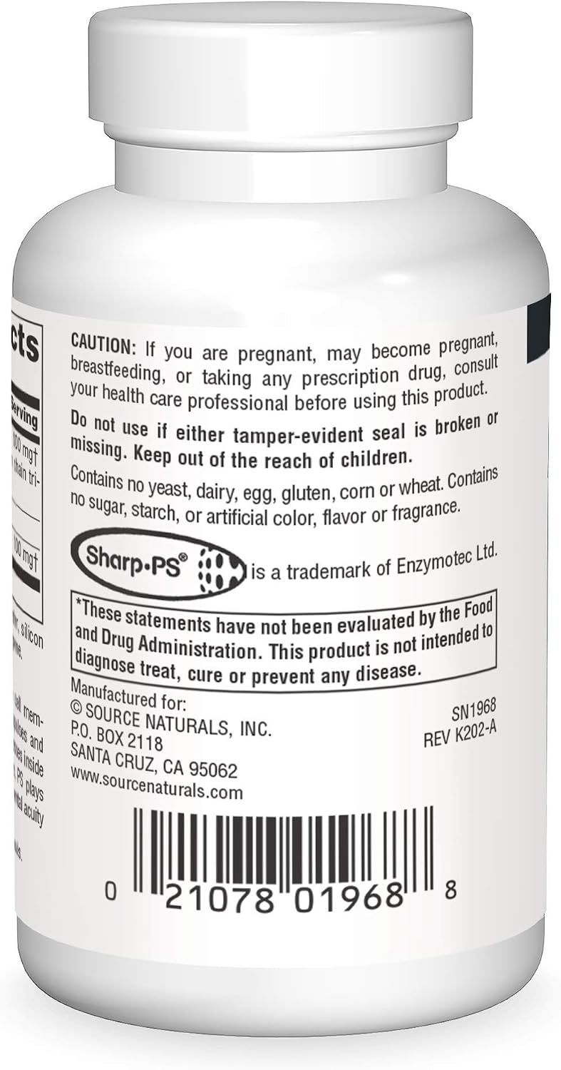 Source Naturals Fosfatidil Serina Matriz 500 mg, 60 Cápsulas Blandas