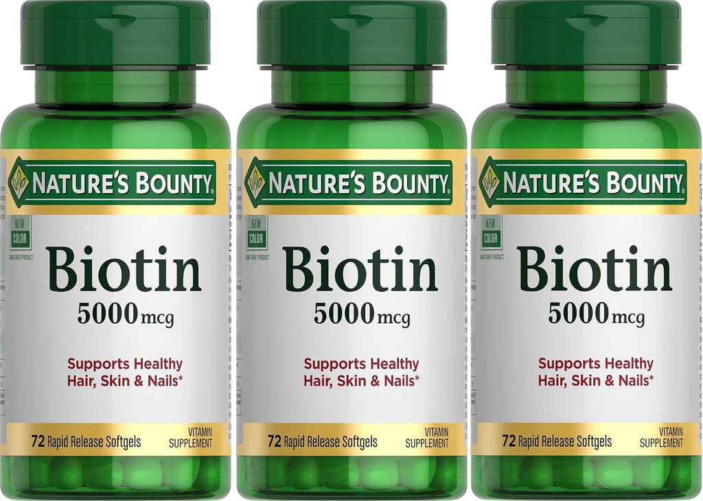 Nature's Bounty Biotina 5000 mcg Cápsulas Blandas Líquidas 72 uds (Pack de 3)