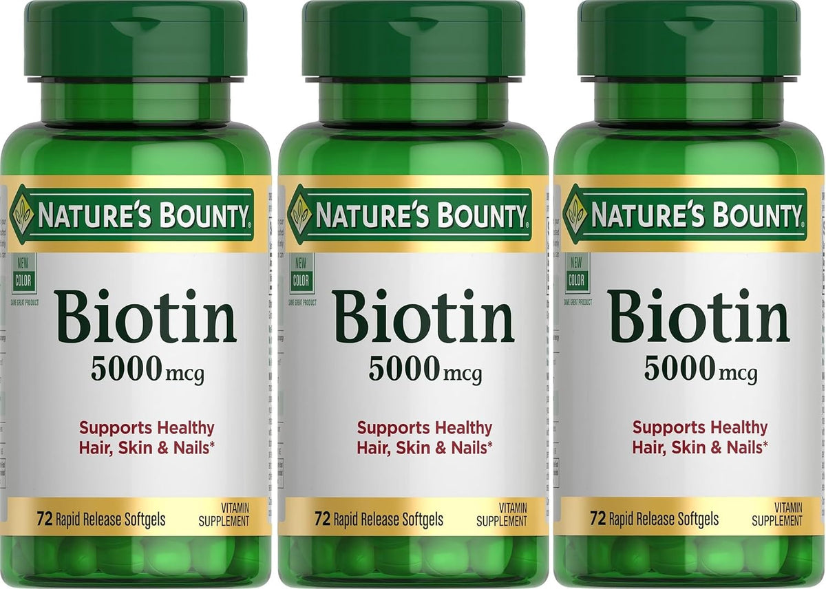 Nature's Bounty Biotina 5000 mcg Cápsulas – Cabello, piel y uñas: La biotina contribuye al mantenimiento normal – Image 1