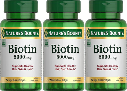 Nature's Bounty Biotina 5000 mcg Cápsulas – Cabello, piel y uñas: La biotina contribuye al mantenimiento normal – Image 1
