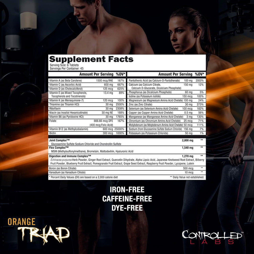 CONTROLLED LABS Orange Triad Multivitamínico para Hombres y Mujeres - 180 Comprimidos