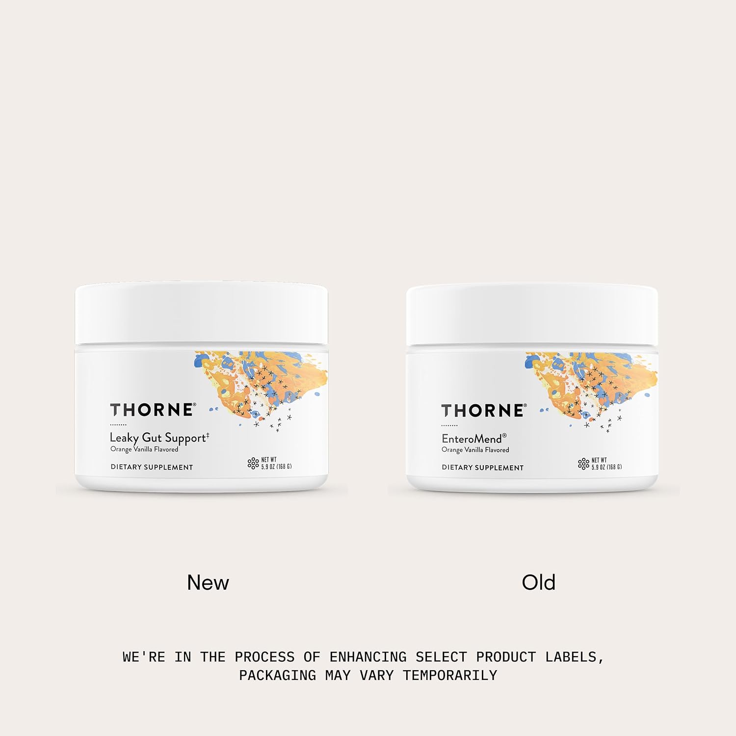 THORNE Leaky Gut Support (anteriormente EnteroMend) – Sabor naranja vainilla – 30 dosis