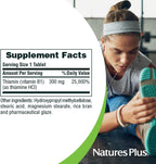 NaturesPlus Vitamina B1 300 mg - 90 Comprimidos de Liberación Sostenida - Tiamina para Energía - Vegetariano, Sin Gluten
