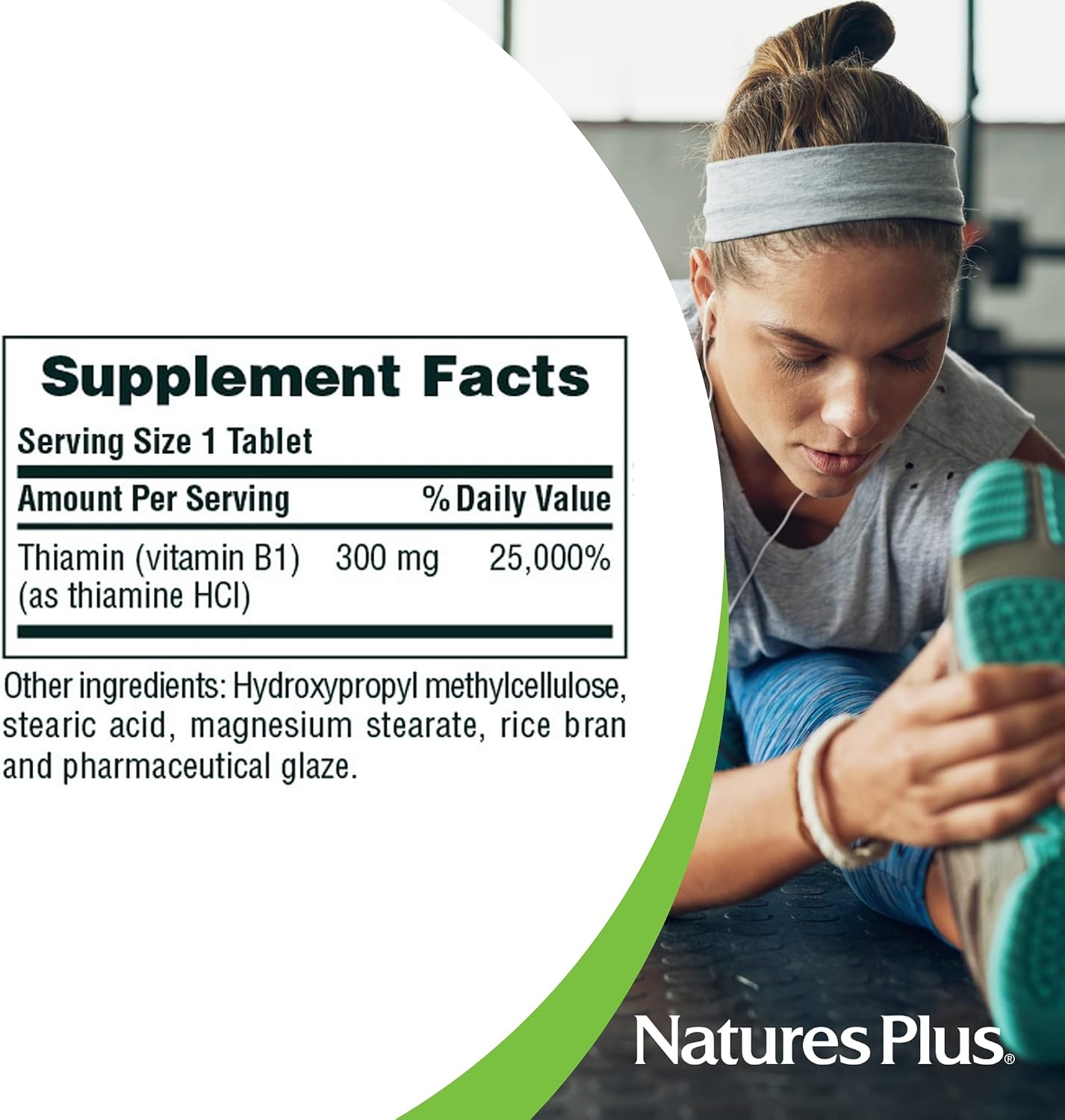 NaturesPlus Vitamina B1 300 mg - 90 Comprimidos de Liberación Sostenida - Tiamina para Energía - Vegetariano, Sin Gluten