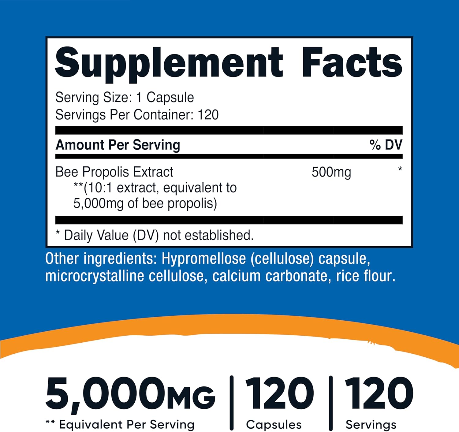 Nutricost Extracto de Propóleo de Abeja 500mg - 120 Cápsulas (Equivalente a 5.000mg)